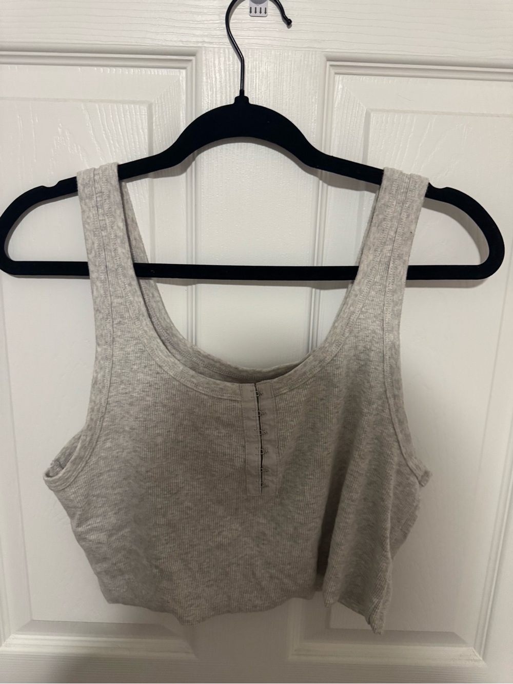 aerie Heather Gray Ribbed Scoop Crop Tank